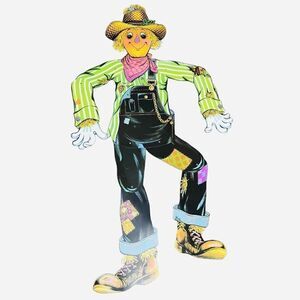Vintage 1980 Beistle Large 52" Scarecrow Jointed Die Cut Halloween Fall Autumn